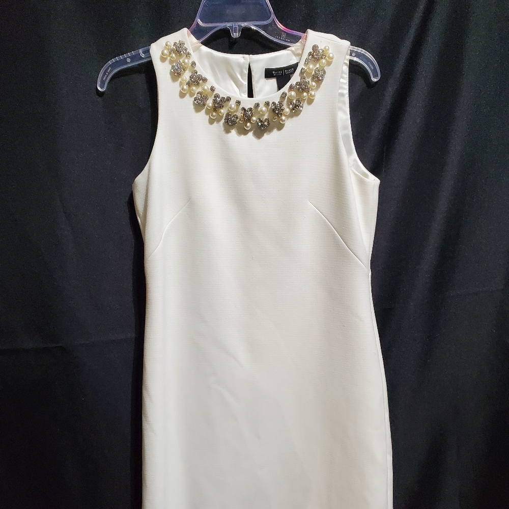 WHBM white dress w/jeweled neckline. Perfect for your summer weddings!